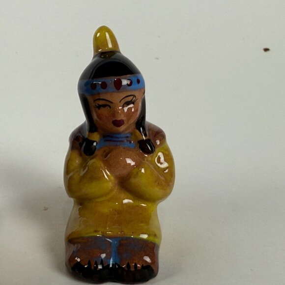 Vintage Native American Figurines Lot of 3 Hand Painted Ceramic Made in Japan So - Picture 5 of 8